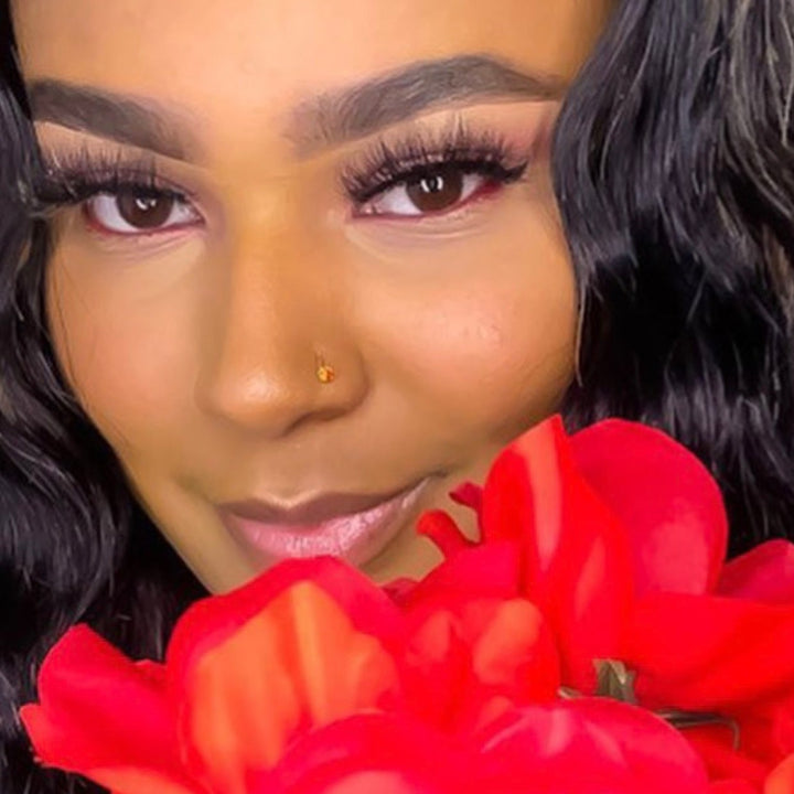 1 Red Diamond Rose Gold Hoop Nose Ring