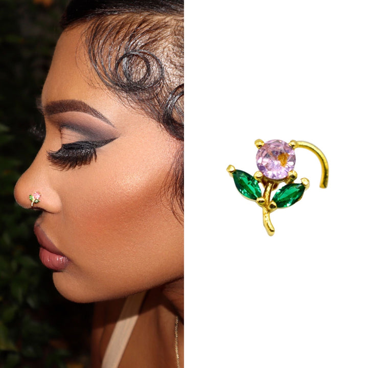 Pink Tulip Nose Ring
