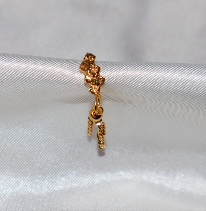 Brown Zig Zag Nose Ring with Gold Chains