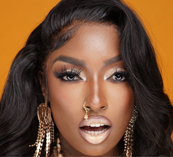 Gold Zig Zag with Red Corrugated Ball End Nose Ring