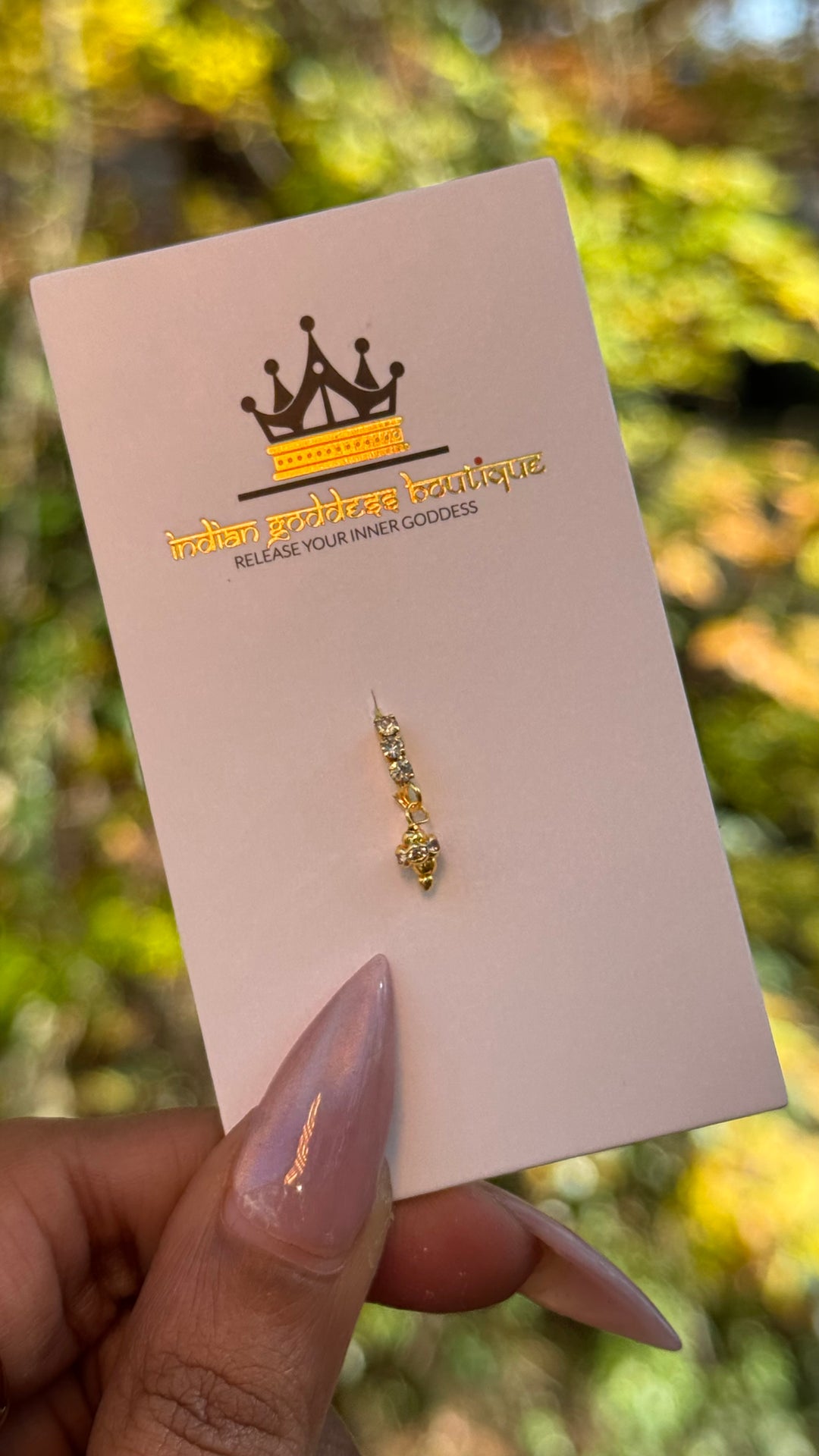 3 Diamond Dangling Nose Ring With Ball End