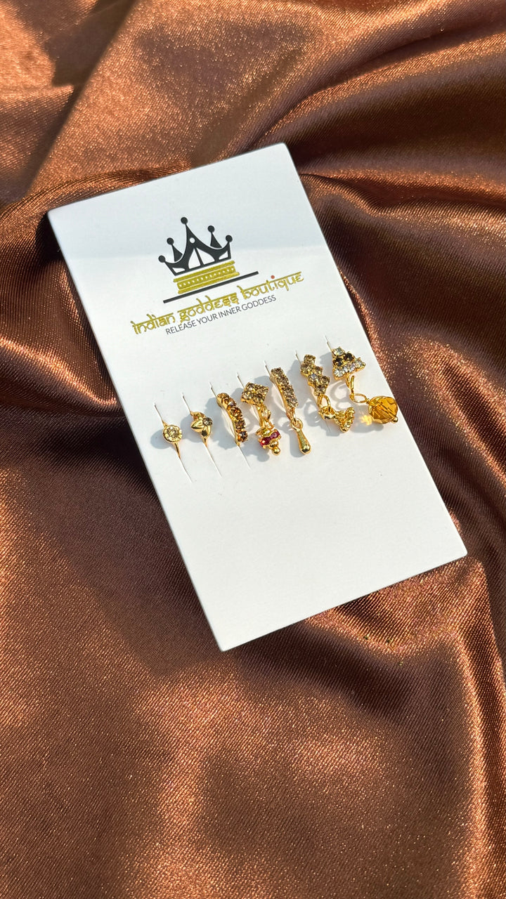 Brown Spice Nose Ring Set