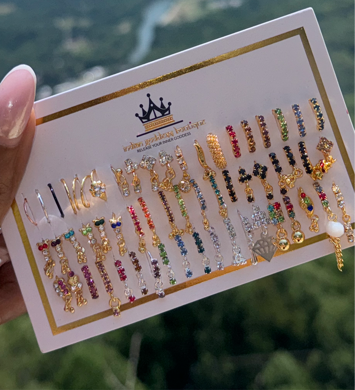 Phenomenal Set of 57 Colored Nose Rings