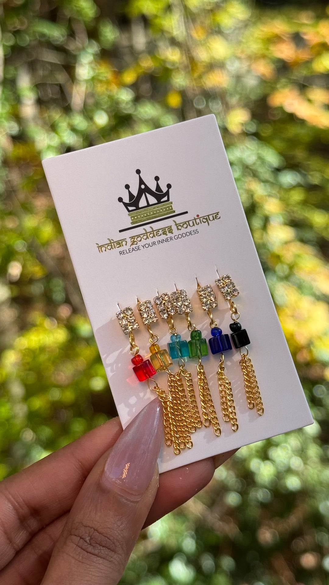 Block Dangling Nose Ring Set