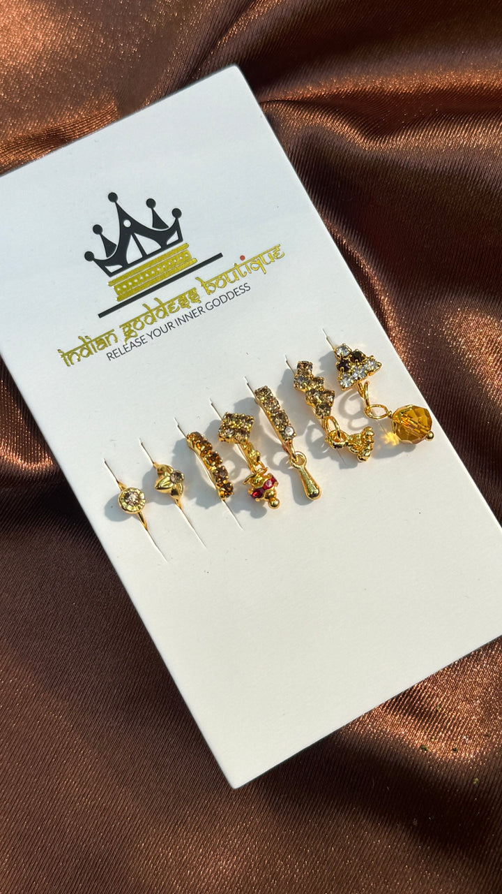 Brown Spice Nose Ring Set