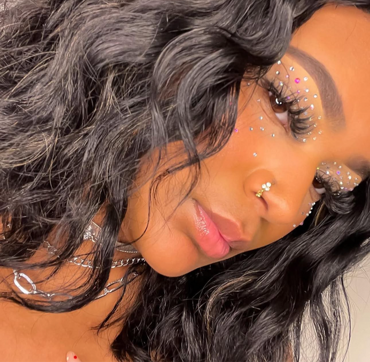 3 Diamond Flower Gold Hoop Nose Ring With Gold Dangling Ends