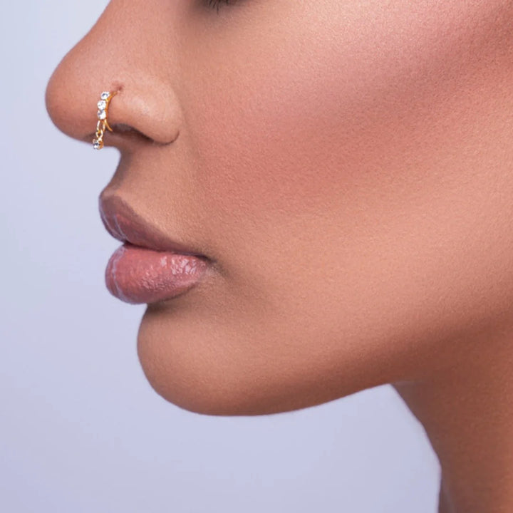 3 Diamond with Diamond Dangling End Nose Cuff