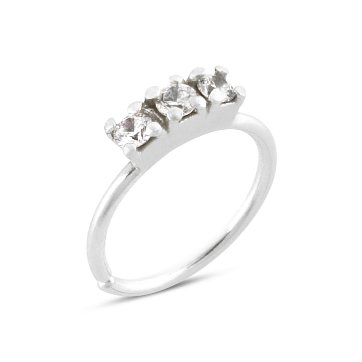 4 Set Of Gold Plated Nose Rings In Silver