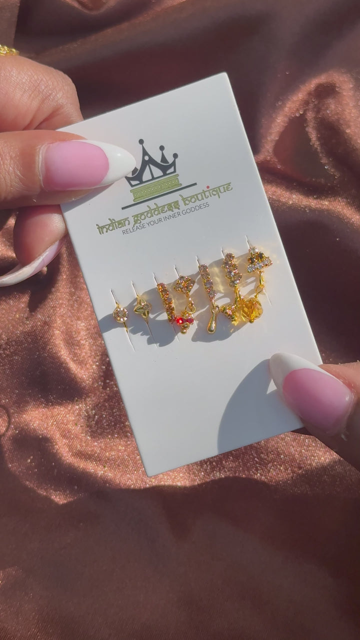 Brown Spice Nose Ring Set