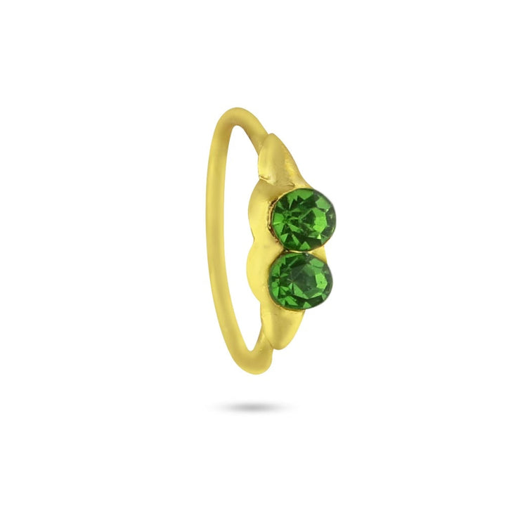 2 Colored and Gold Diamond Nose Ring Set