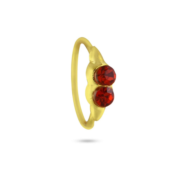 2 Colored and Gold Diamond Nose Ring Set