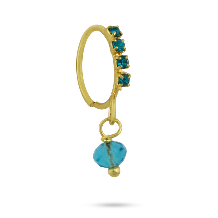 4 Colored Diamonds with Small Color Ball End Nose Ring