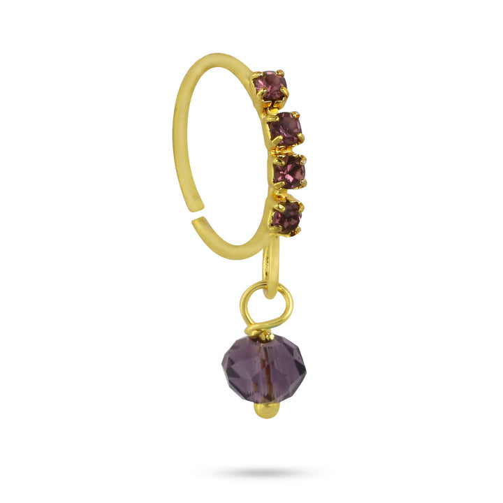 4 Colored Diamonds with Small Color Ball End Nose Ring