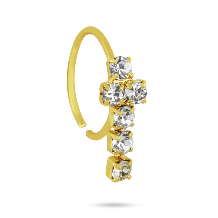 Dangling T Shape Diamond Nose Ring