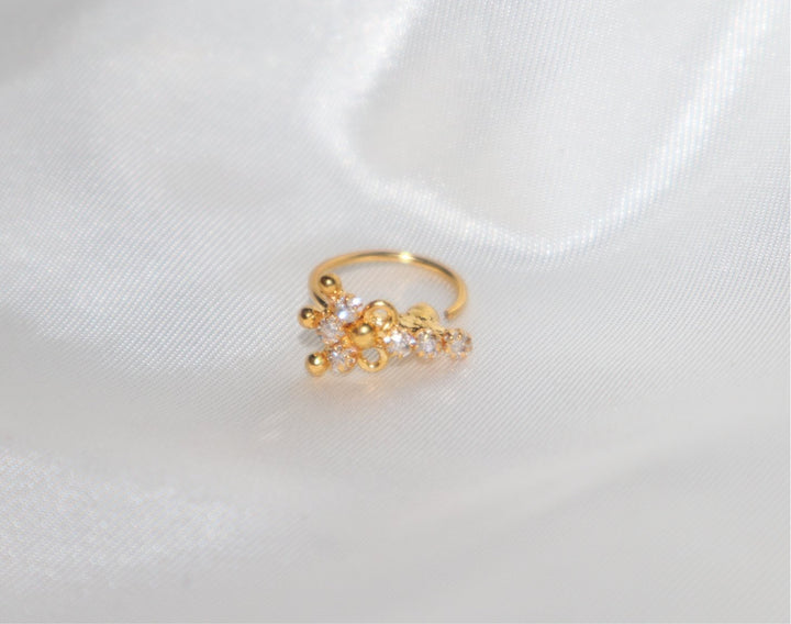 14k Gold Plated Gold Nose Ring in Trident Design