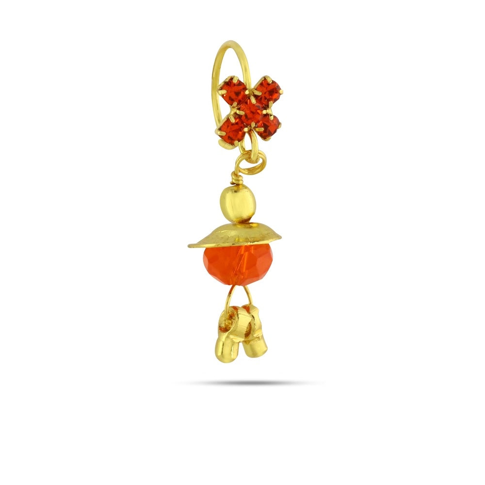 Gold Plated Orange Diamond Dangling Nose Ring – Indian Goddess
