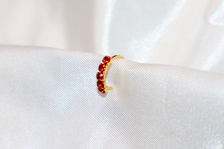 Orange Diamond Nose Ring, Gold Plated