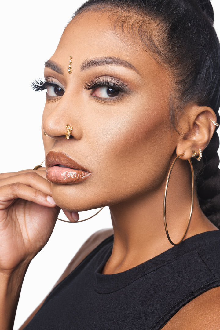 14k Gold Plated Gold Nose Ring in Trident Design