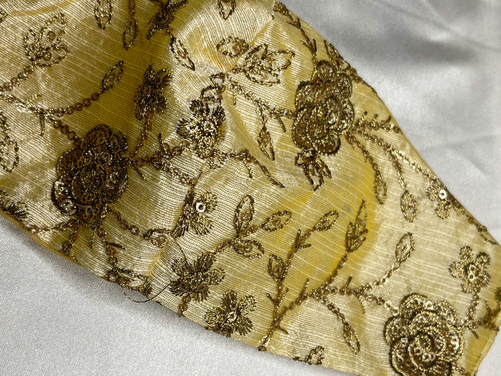 Gold Embroidered Flower Face Mask