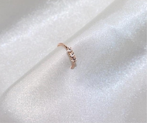 3 Diamond Rose Gold Hoop Nose Ring