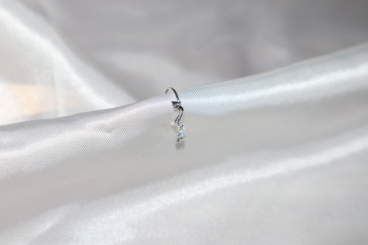 Silver Snake Nose Ring with Dangling Ends