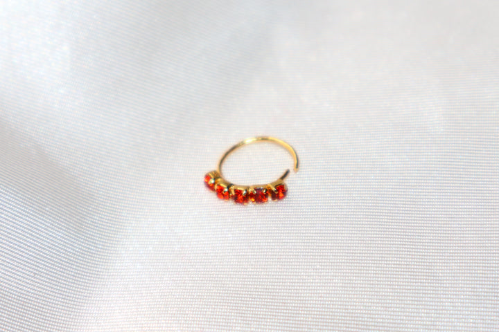 Orange Diamond Nose Ring, Gold Plated
