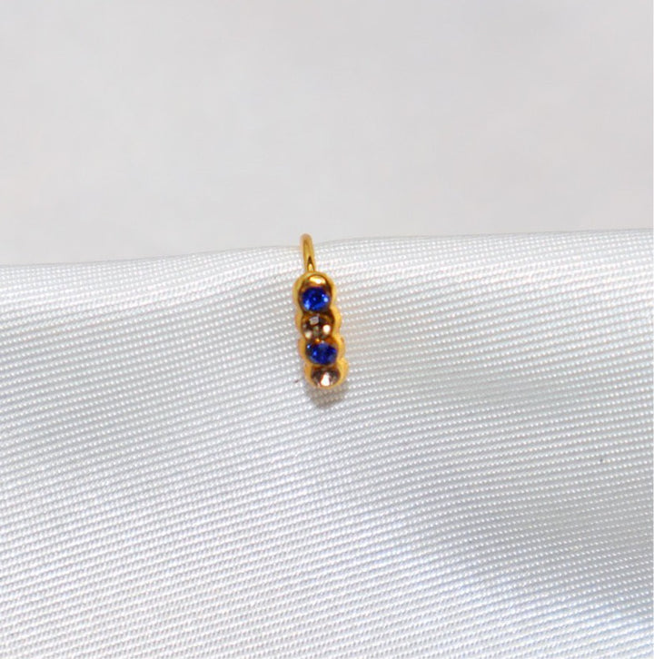 4 Colored and Gold Diamond Hoop Nose Ring
