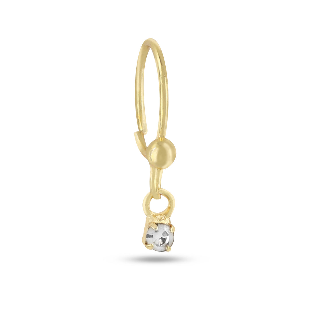 Gold One Diamond Dangling Nose Ring
