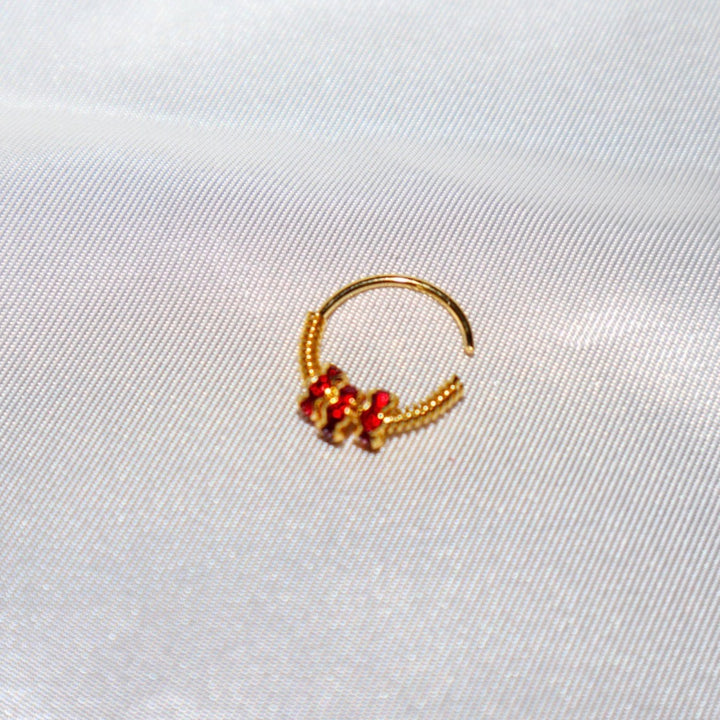 Coil Red And Gold Hoop Nose Ring