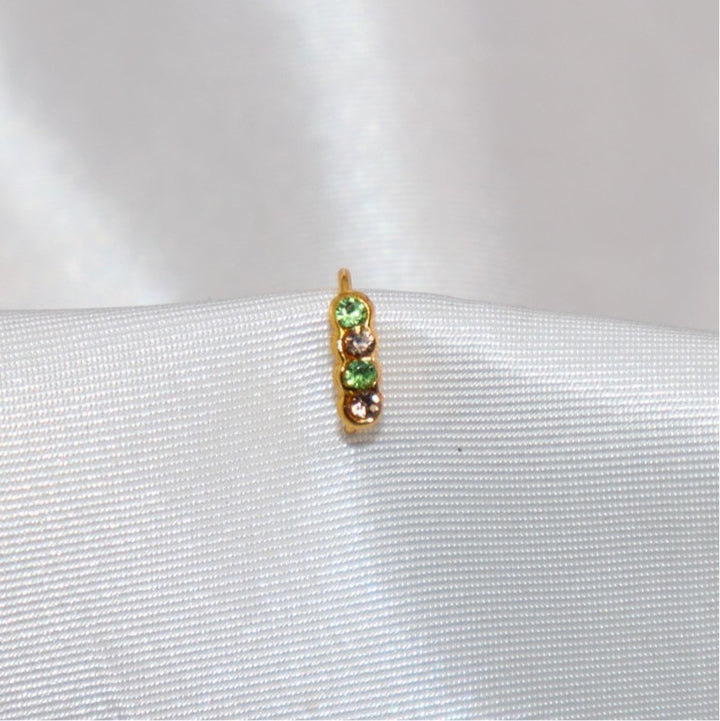 4 Colored and Gold Diamond Hoop Nose Ring