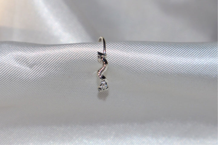 Silver Snake Nose Ring with Dangling Ends