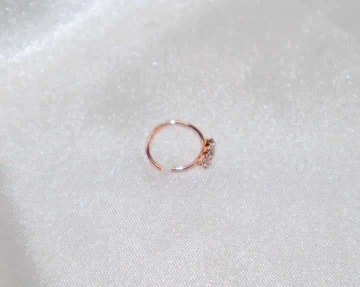 3 Diamond Rose Gold Hoop Nose Ring