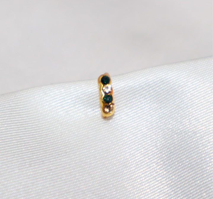 4 Colored and Gold Diamond Hoop Nose Ring