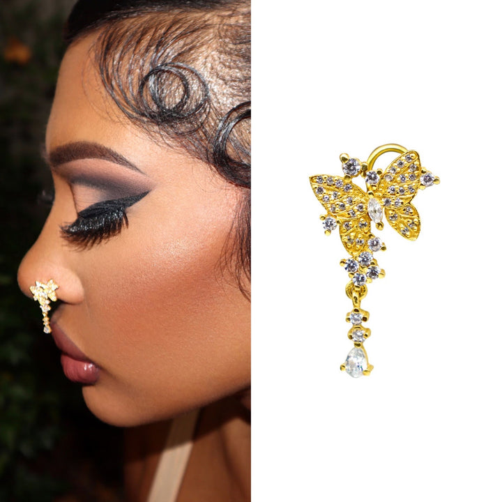 Dangling Butterfly Nose Ring