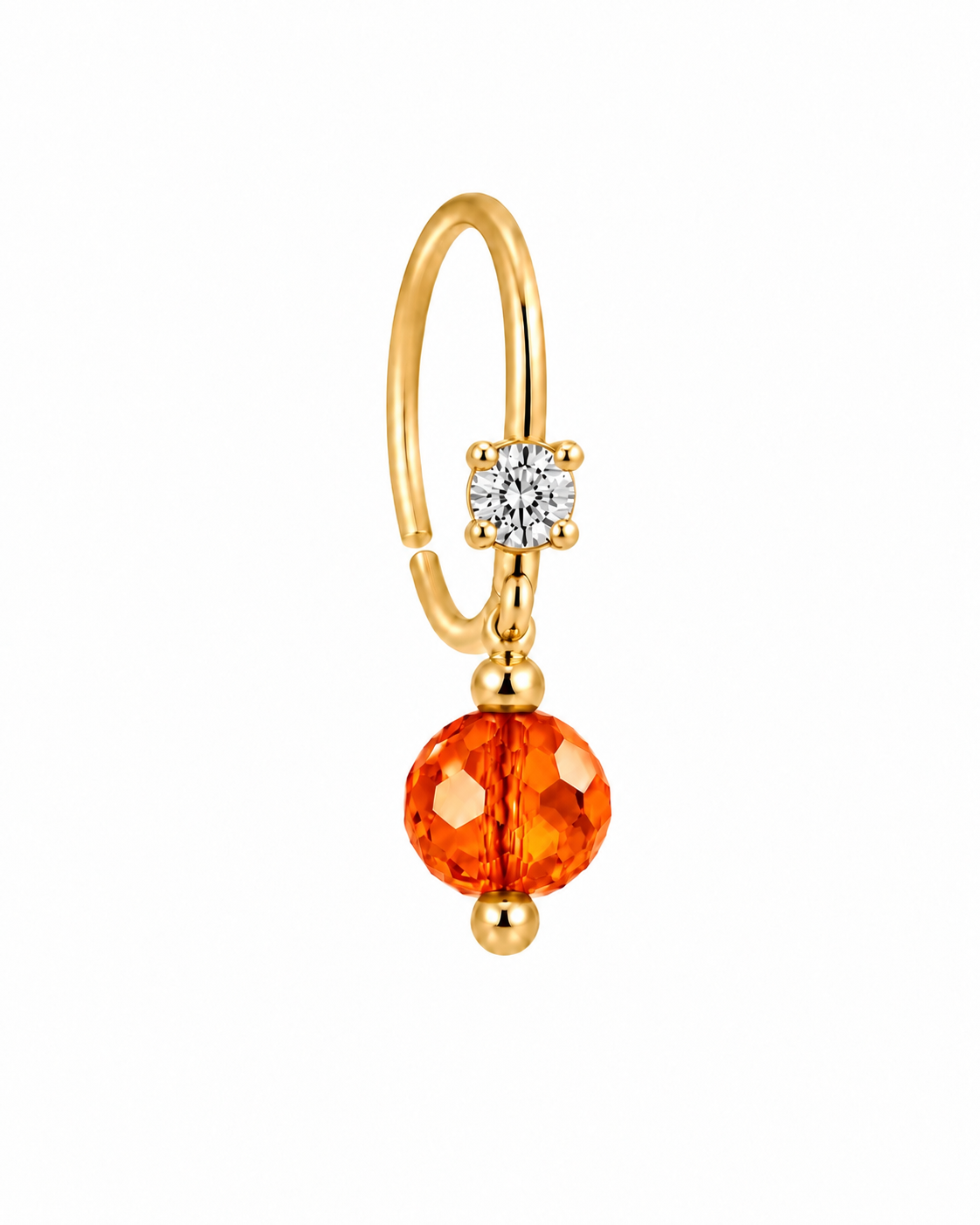 Diamond & Crystal Ball Dangle Nose Ring