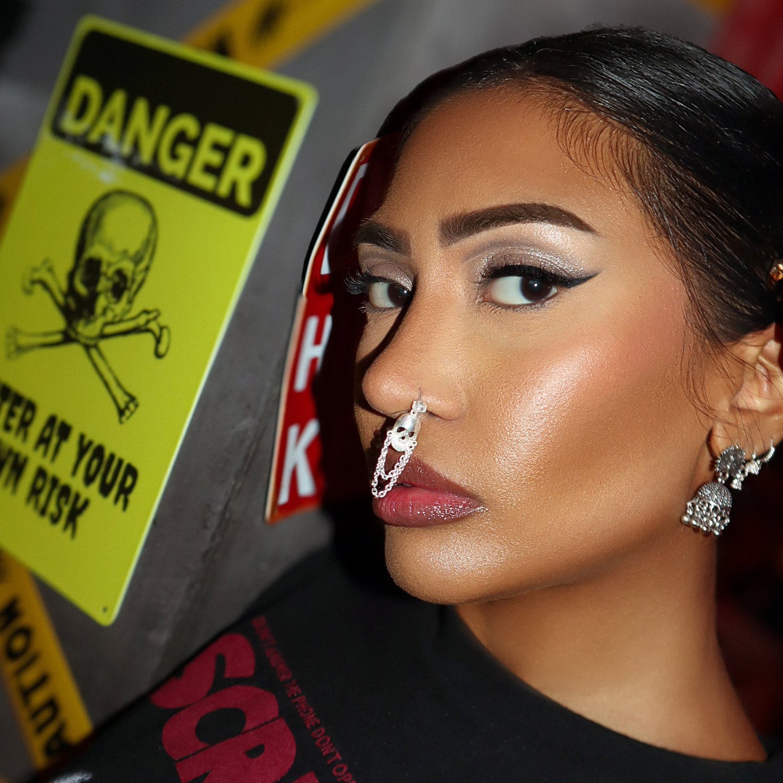 Skull Chain Nose Ring