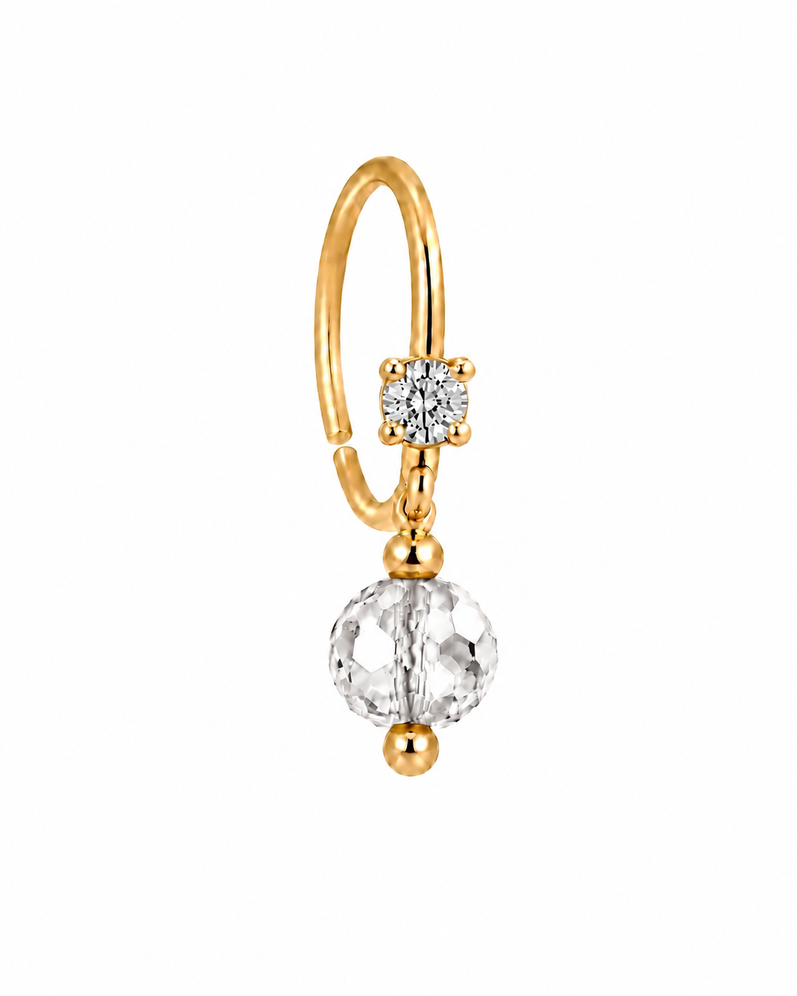 Diamond & Crystal Ball Dangle Nose Ring