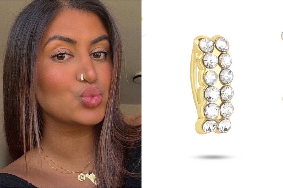 Thick Gold and Diamond Nose Ring
