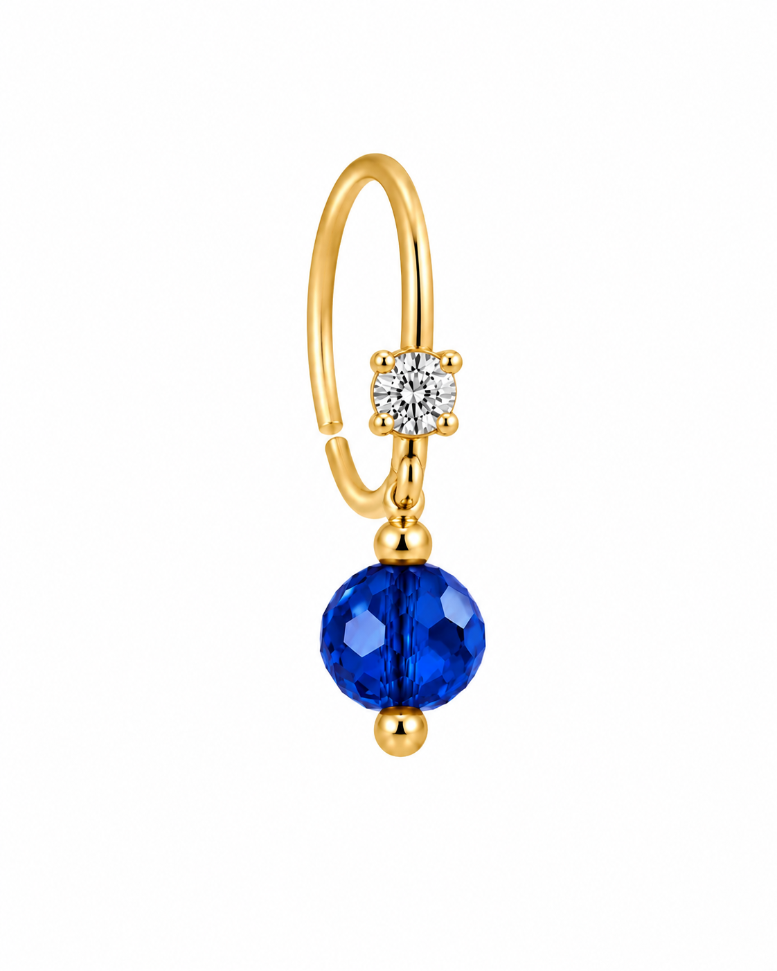 Diamond & Crystal Ball Dangle Nose Ring
