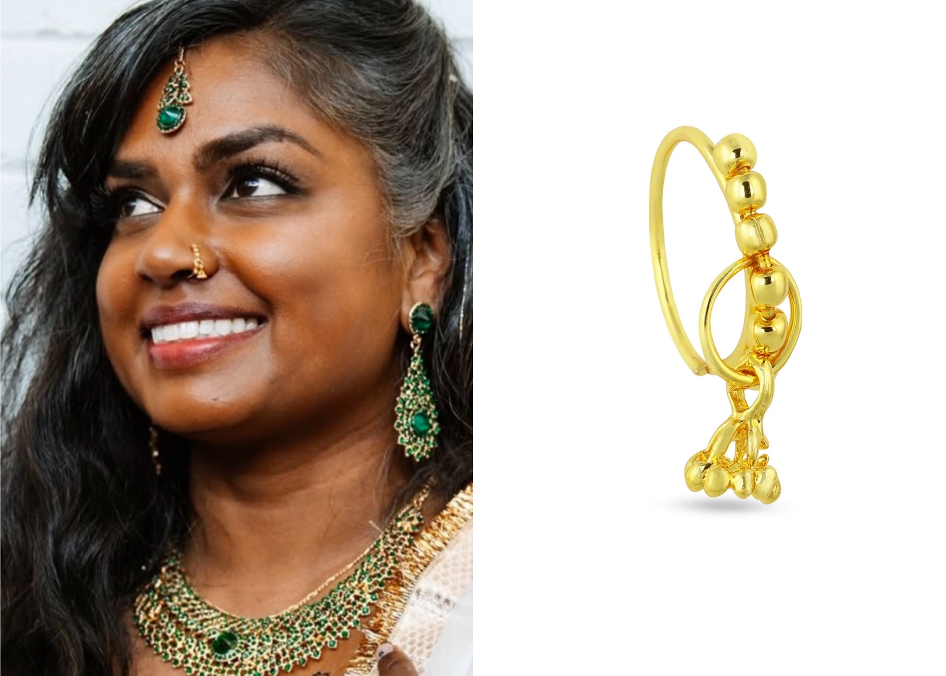 Crown Hoop Nose Ring in Gold Plating