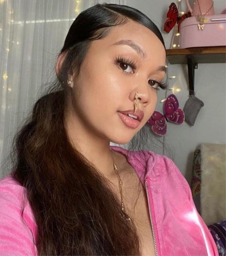 Brown Zig Zag Nose Ring with Gold Chains