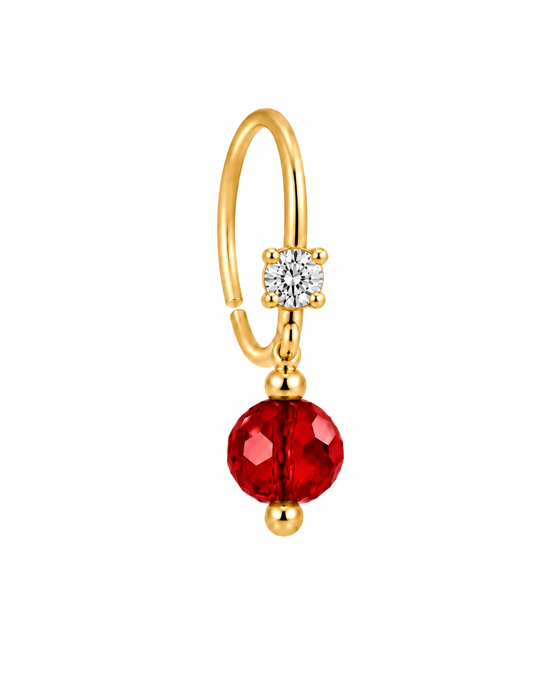 Diamond & Crystal Ball Dangle Nose Ring