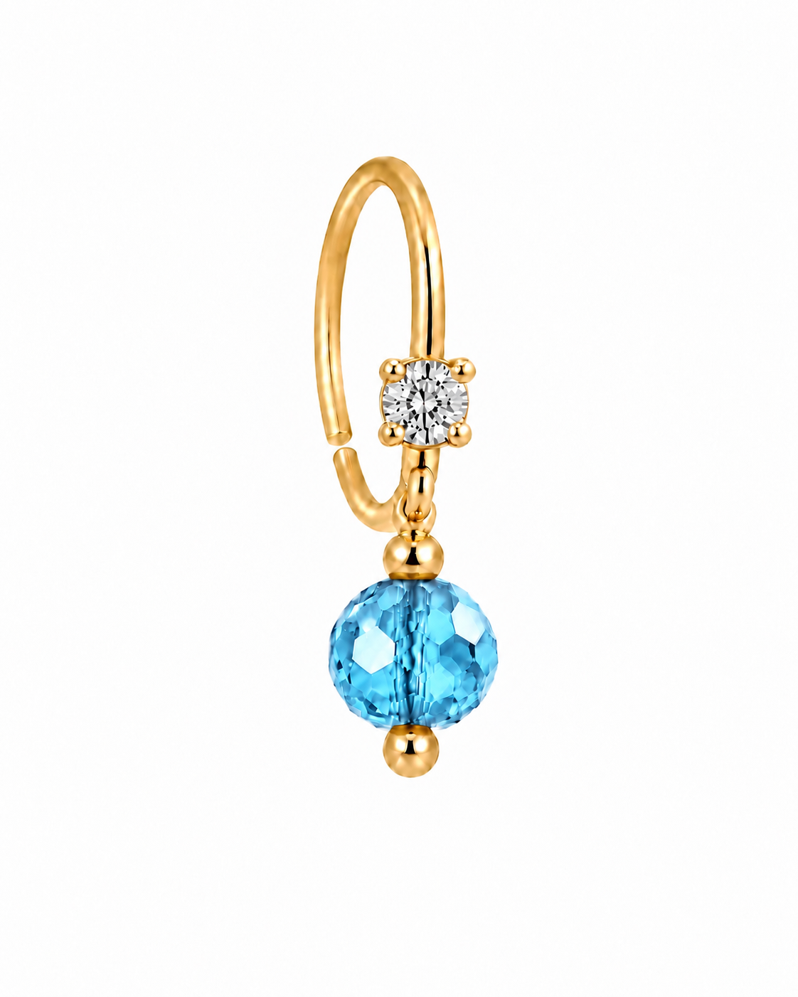 Diamond & Crystal Ball Dangle Nose Ring