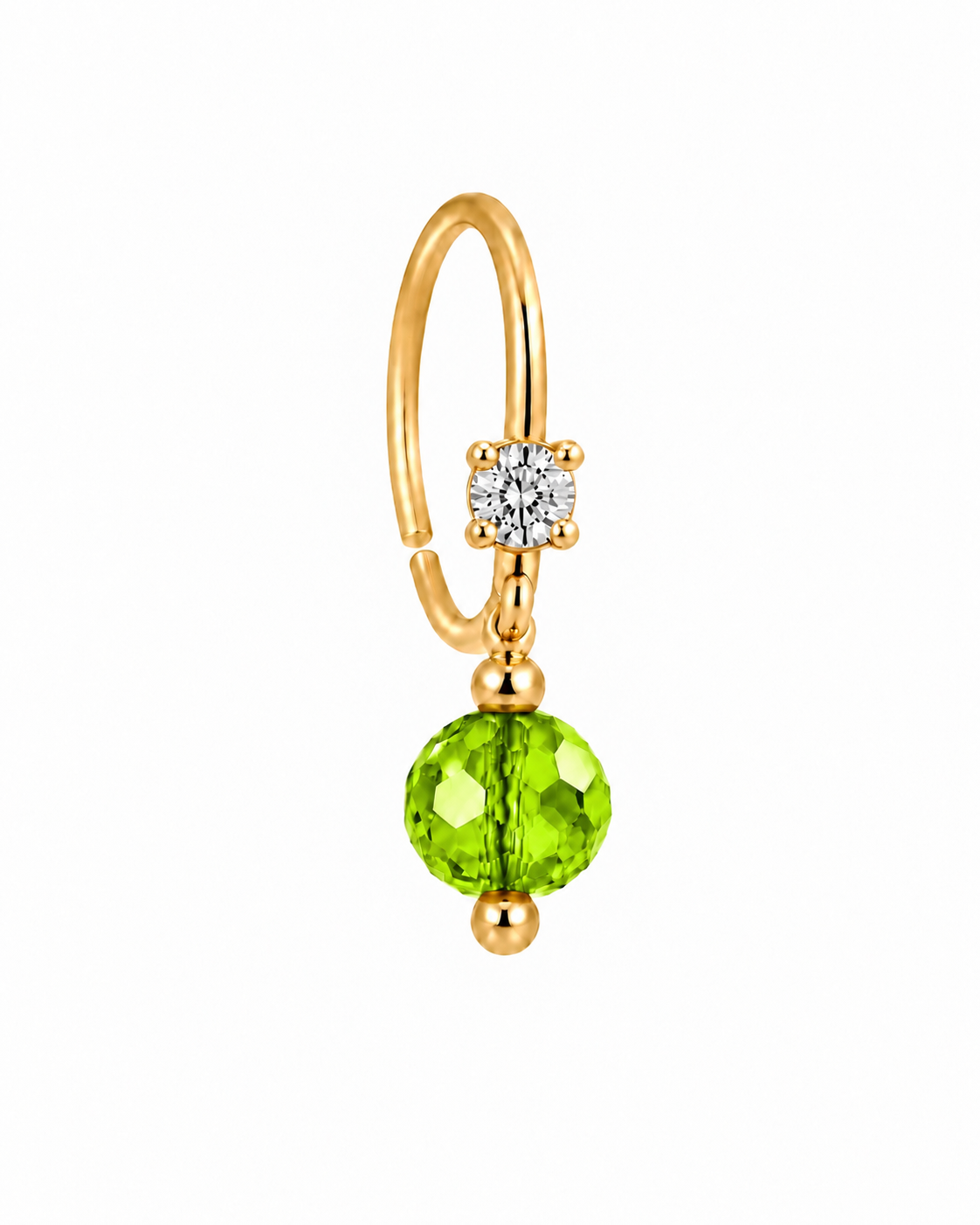 Diamond & Crystal Ball Dangle Nose Ring