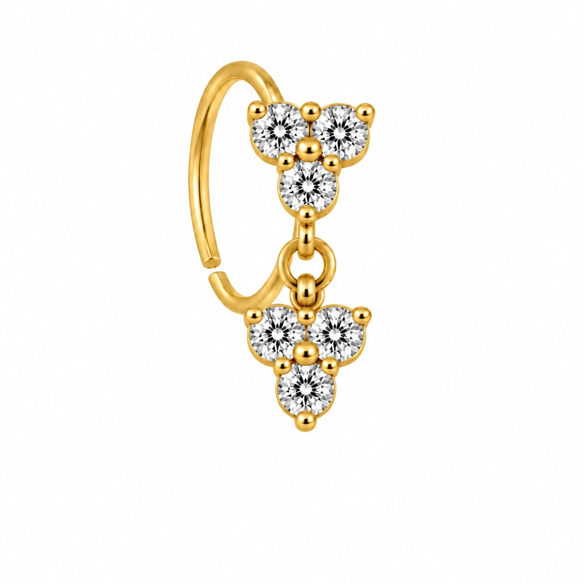 Triple Diamond Dangle Nose Ring