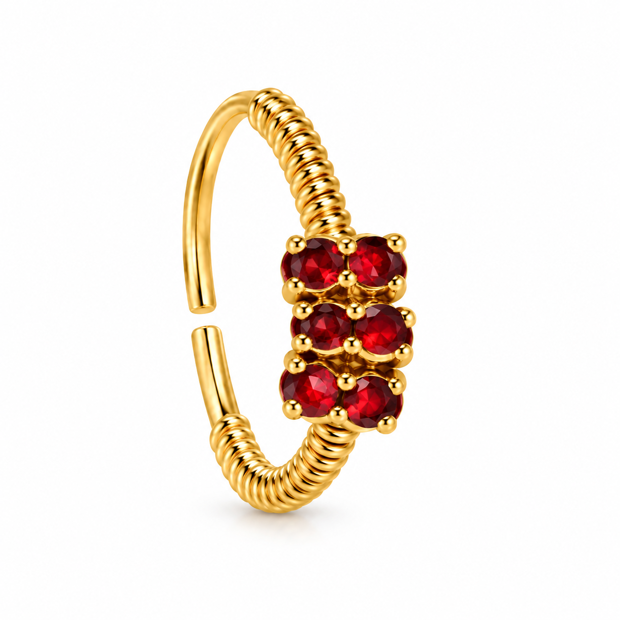 Coil Red And Gold Hoop Nose Ring
