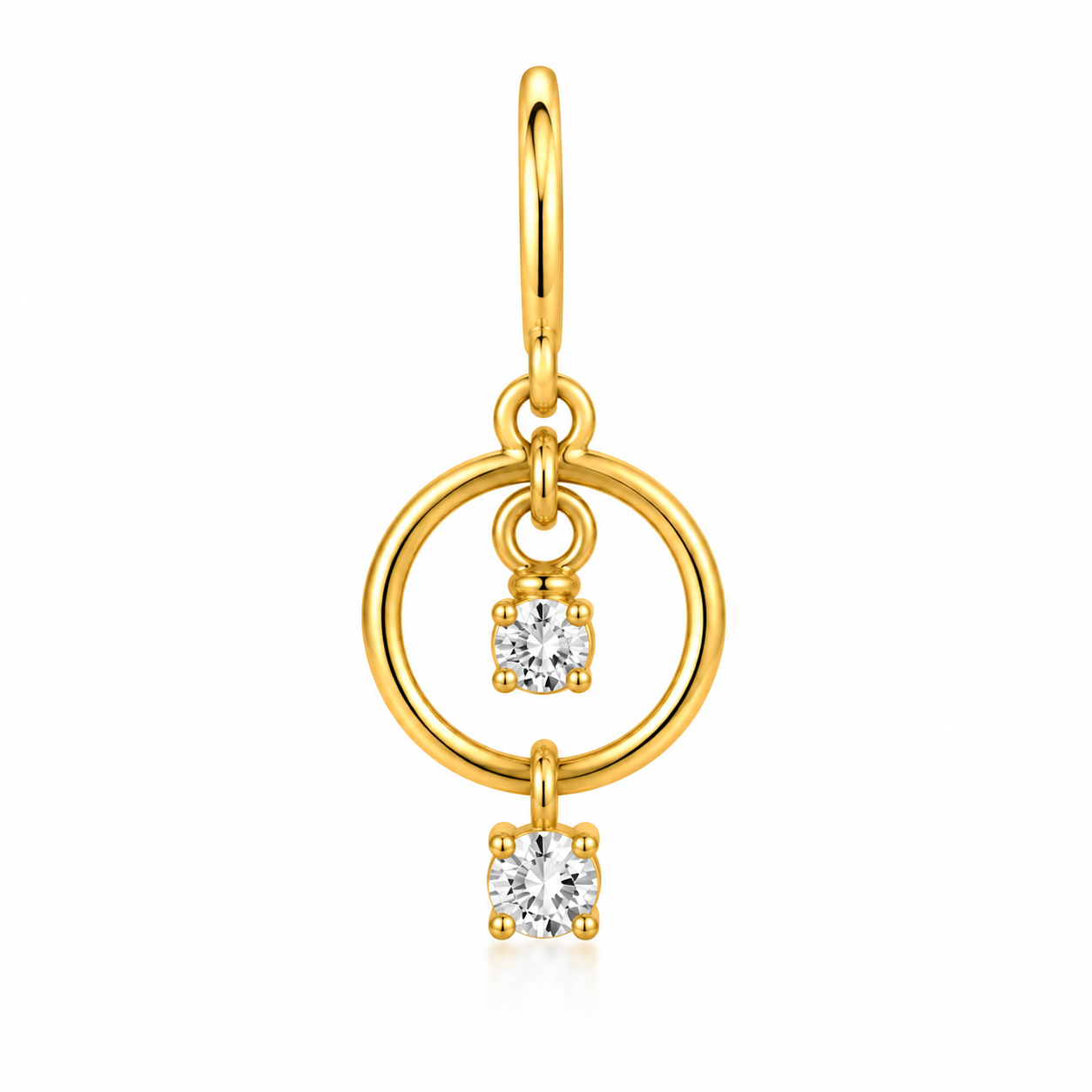 Double Diamond Circle Dangle Nose Ring