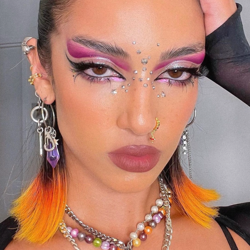 Multicolor Nose Ring with Dangling Deco Ball End