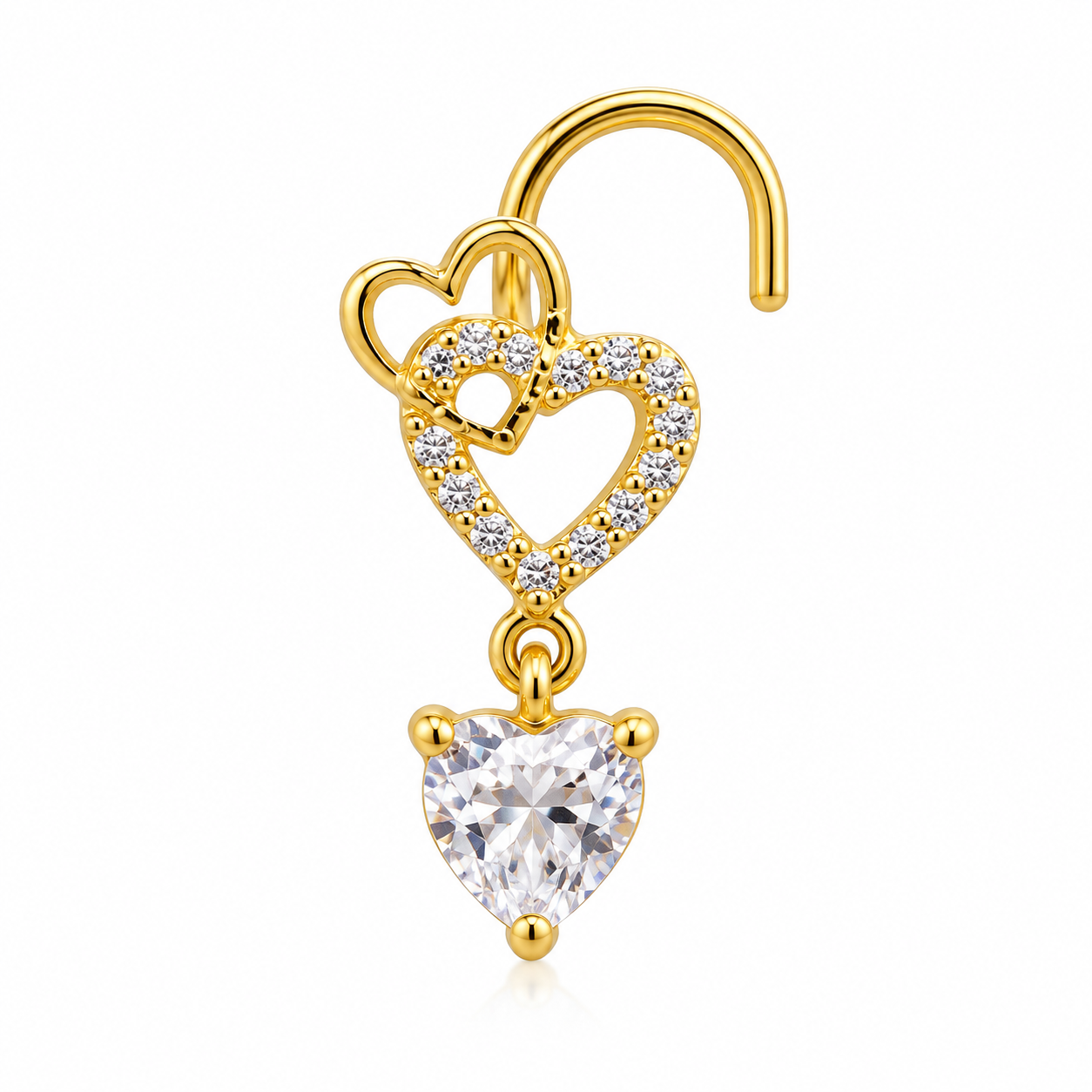 Double Heart Dangling Nose Ring