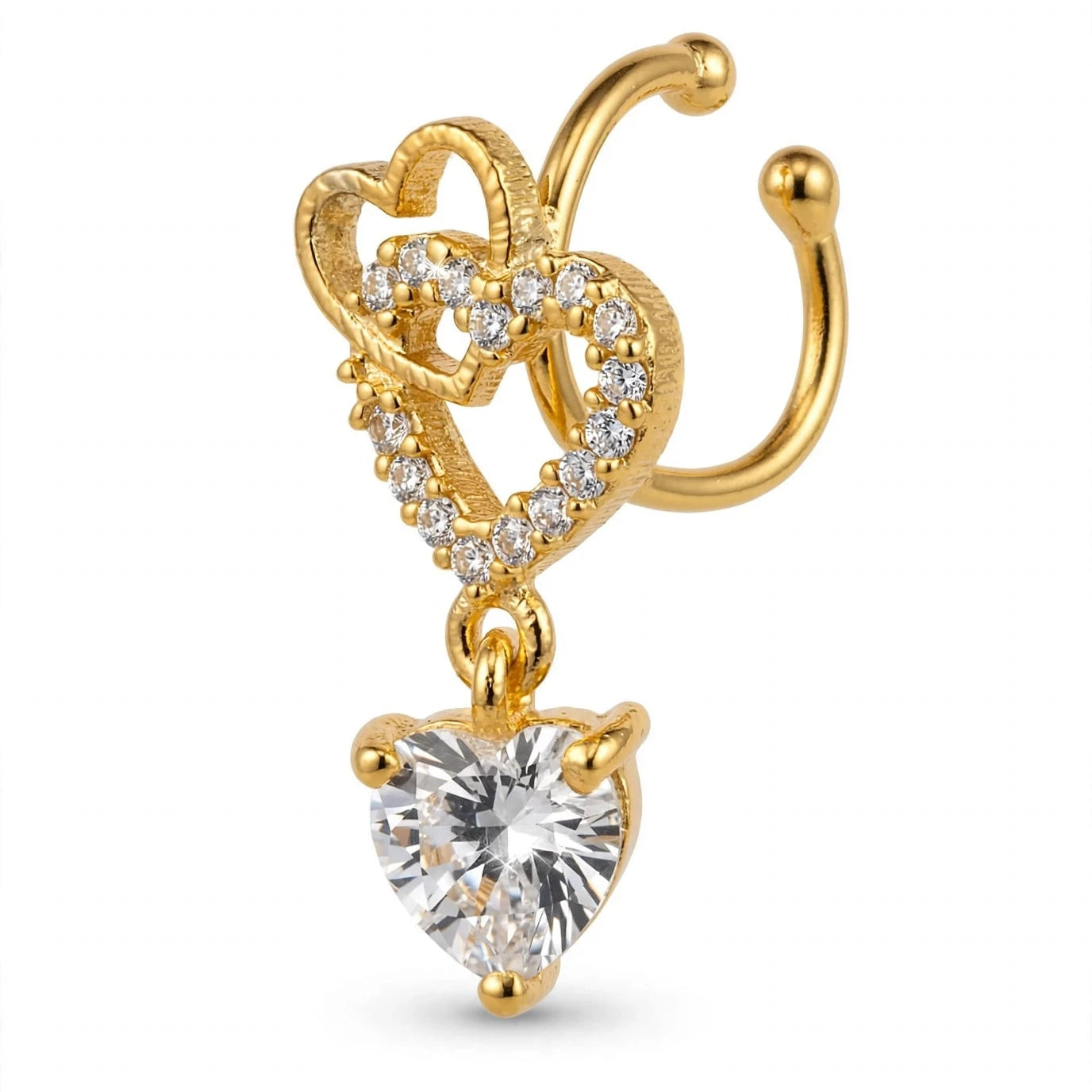 Double Heart Dangling Nose Ring